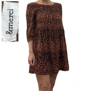 🐆🖤 &Merci Leopard Print Babydoll Dress – Size Small 🐆